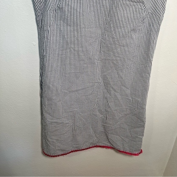 Heyton Sleeveless Shift Dress White Blue Seersucker - Picture 3 of 11